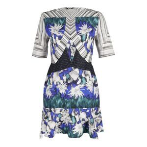 Peter Pilotto Printed Fluted Mini Dress in Multicolor Silk